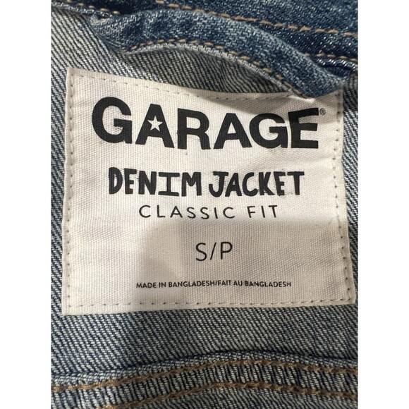 Garage Classic Fit Denim Faded Wash Crop Jean Jacket Size Small - Picture 6 of 8